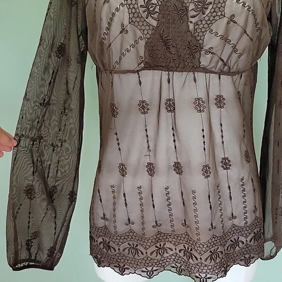 Axcess Y2K Vintage Sheer Lace Blouse - Picture 3 of 7